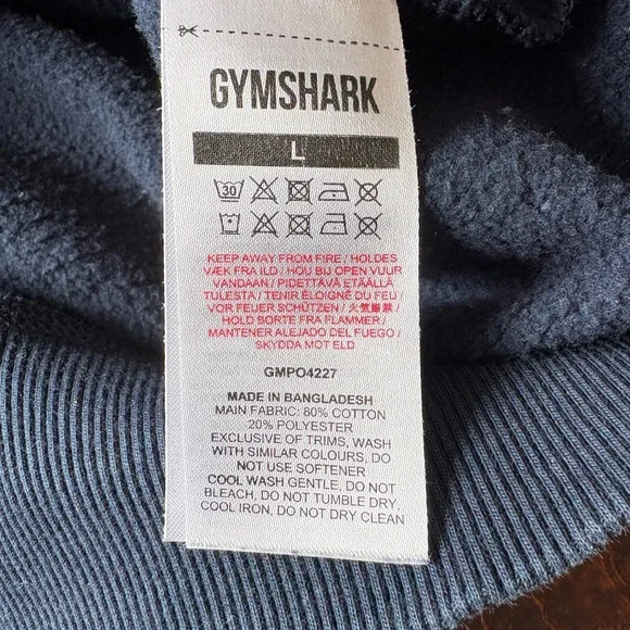 Gymshark Crest Hoodie Navy Blue Size Large - Picture 10 of 15